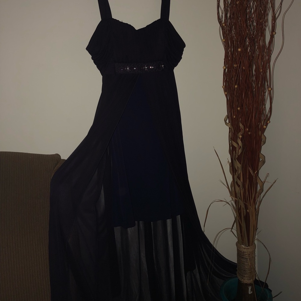 Strap sleeveless burgundy split front sheer dress
